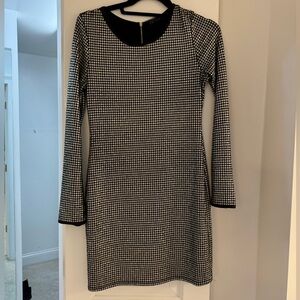 Black and Gold houndstooth long sleeve mini dress